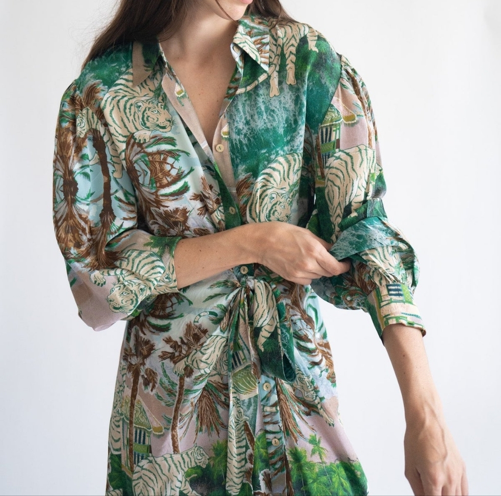 Las Sureñas Arg Green and Brown Maxi Dress